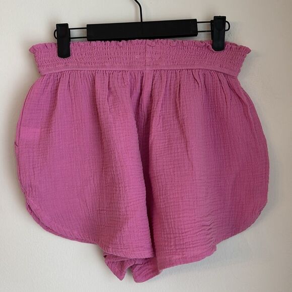 Marine Layer Women Corinne Double Cloth Pink Smocked Waist Shorts large EUC - Picture 9 of 12